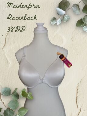 Maidenform Front-Close Racerback Bra Smoothing Back & Sides White 38DD